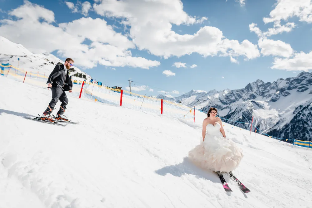 French alps bride on the slopes dream destination wedding